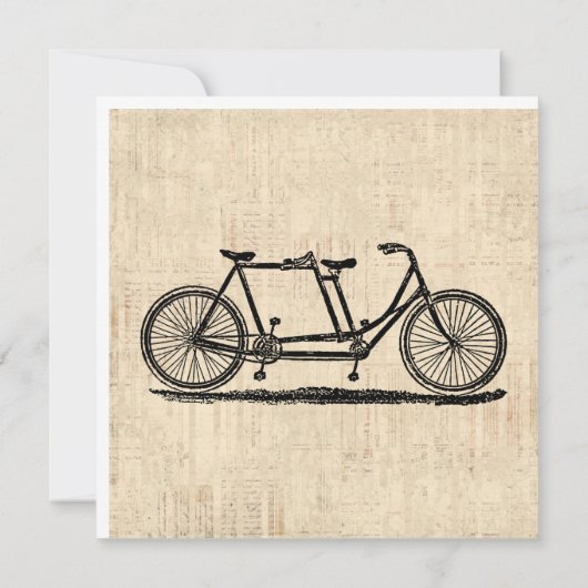 Tandem Bicycle Two Person Bicycle Antiek Bike Kaart (Achterkant)