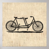 Tandem Bicycle Two Person Bicycle Antiek Bike Poster (Voorkant)