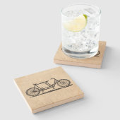 Tandem Bicycle Two Person Bicycle Antiek Bike Stenen Onderzetter (Zijkant)