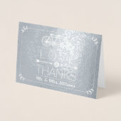 Tandem Bicycle Typography Foto Weddenschap Bedankt Folie Kaarten (Voorkant)