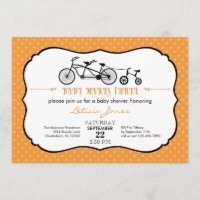 Tandem Bicycle Unisex Baby shower Uitnodiging