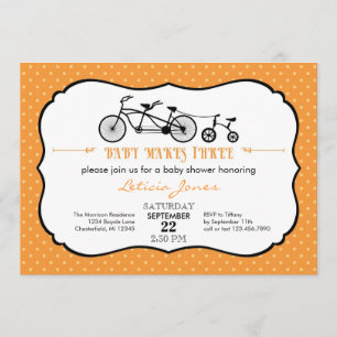 Tandem Bicycle Unisex Baby shower Uitnodiging
