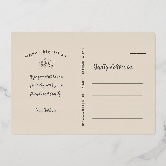 tandem bicycle verjaardagscentrum briefkaart (Achterkant)