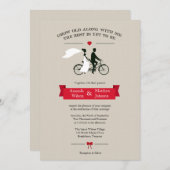 Tandem Bicycle Vintage Wedding Invitting Kaart (Voorkant / Achterkant)