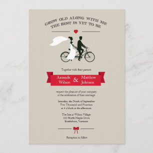Tandem Bicycle Vintage Wedding Invitting Kaart