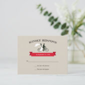 Tandem Bicycle Vintage Wedding RSVP Kaartje (Staand voorkant)
