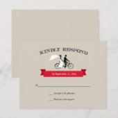 Tandem Bicycle Vintage Wedding RSVP Kaartje (Voorkant / Achterkant)