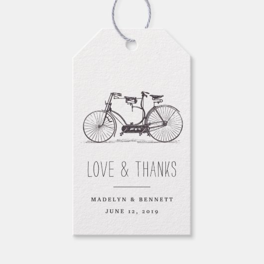  Tandem Bicycle Wedding Favor Dank je Cadeaulabel (Voorkant)