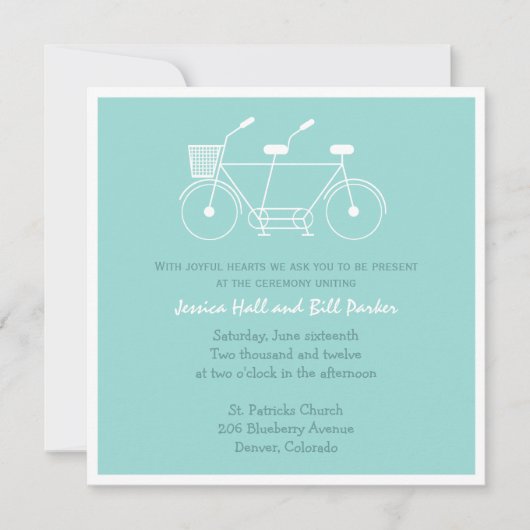 Tandem Bicycle Wedding Kaart (Voorkant)