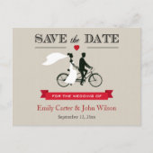 Tandem Bicycle Wedding Save the Date Briefkaart (Voorkant)