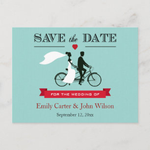 Tandem Bicycle Wedding Save the Date Briefkaart