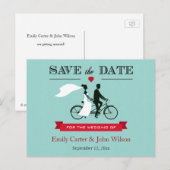 Tandem Bicycle Wedding Save the Date Briefkaart (Voorkant / Achterkant)