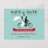 Tandem Bicycle Wedding Save the Date Briefkaart (Voorkant)