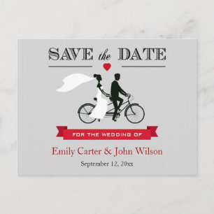 Tandem Bicycle Wedding Save the Date Briefkaart