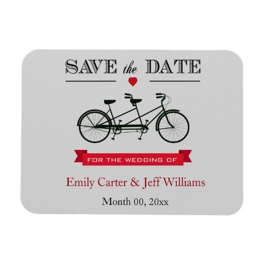 Tandem Bicycle Wedding Save the Date Magnets Magneet (Horizontaal)