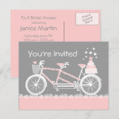 Tandem Bicycle Wedding Shower Invitation Briefkaar Uitnodiging Briefkaart (Voorkant / Achterkant)