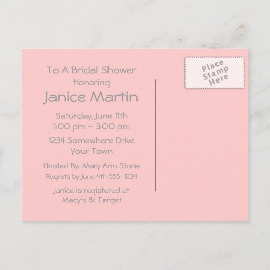 Tandem Bicycle Wedding Shower Invitation Briefkaar Uitnodiging Briefkaart (Achterkant)