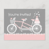 Tandem Bicycle Wedding Shower Invitation Briefkaar Uitnodiging Briefkaart (Voorkant)