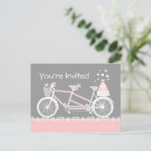 Tandem Bicycle Wedding Shower Invitation Briefkaar Uitnodiging Briefkaart (Staand voorkant)