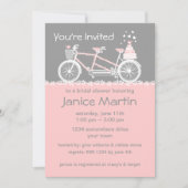 Tandem Bicycle Wedding Shower-uitnodiging Kaart (Voorkant)