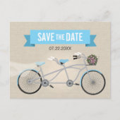 Tandem Bicycle Wedding Sla de datum op Aankondigingskaart (Voorkant)