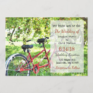 Tandem Bicycle Wedding-uitnodigingen Kaart