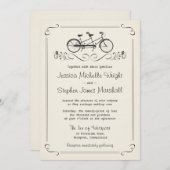 Tandem Bicycle  White Wedding Kaart (Voorkant / Achterkant)