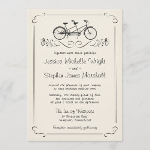 Tandem Bicycle  White Wedding Kaart