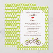 Tandem Bike (Green Chevron) Trouwen Kaart (Voorkant / Achterkant)