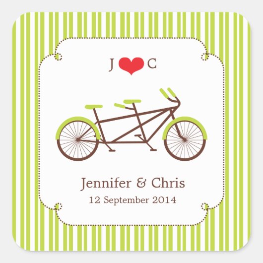 Tandem Bike (Green Stripes) voor Sticker (Voorkant)