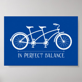 Tandem Bike in Perfect Balance Blue White Poster