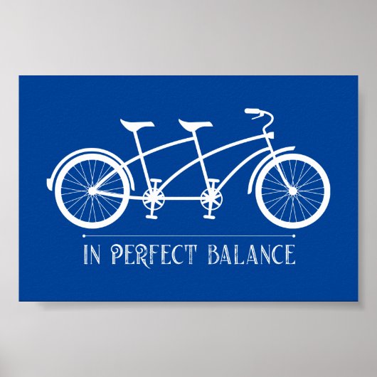 Tandem Bike in Perfect Balance Blue White Poster (Voorkant)