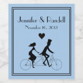 Tandem Bike Riding Weddenschap Wine Label Wijn Etiket (Enkel label)