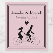 Tandem Bike Riding Weddenschap Wine Label Wijn Etiket (Enkel label)