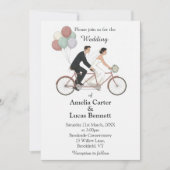 Tandem Bike Wedding Invitation Kaart (Voorkant)