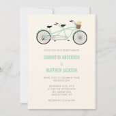 Tandem Bike Wedding Invitation - Mint Green Kaart (Voorkant)