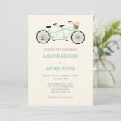 Tandem Bike Wedding Invitation - Mint Green Kaart (Staand voorkant)