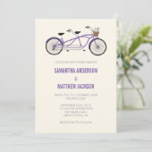 Tandem Bike Wedding Invitation - Paars Kaart (Staand voorkant)