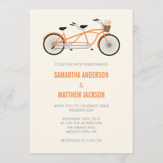 Tandem Bike Wedding Invitation - Sinaasappel Kaart