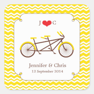 Tandem Bike (Yellow Chevron) Favoriet Sticker