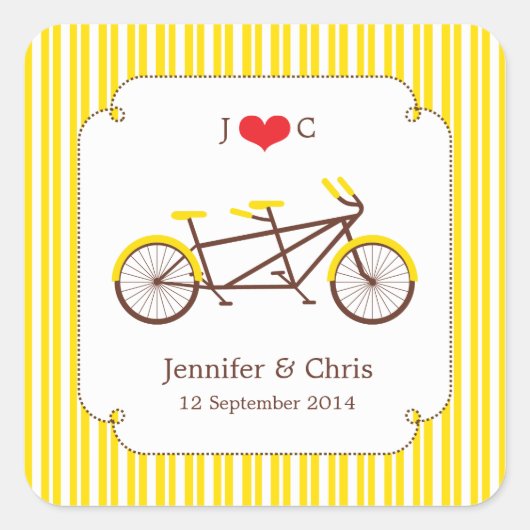 Tandem Bike (Yellow Stripes) voor Sticker (Voorkant)