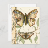 Tandem Butterflies over groene bladeren Briefkaart (Voorkant / Achterkant)