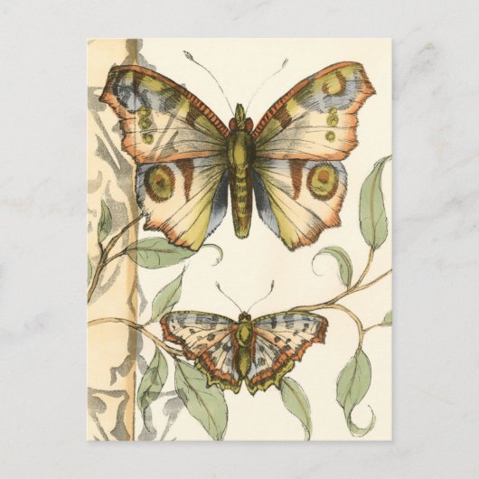 Tandem Butterflies over groene bladeren Briefkaart (Voorkant)