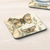 Tandem Butterflies over groene bladeren Drankjes Onderzetter (Linkerzijde)