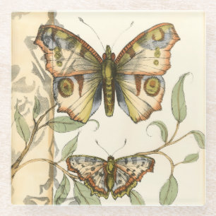 Tandem Butterflies over groene bladeren Glazen Onderzetter