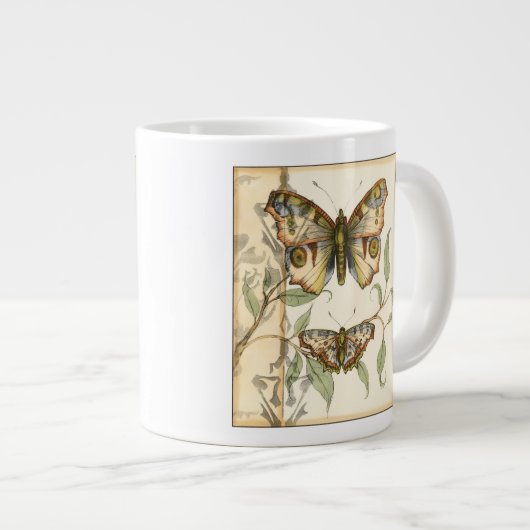 Tandem Butterflies over groene bladeren Grote Koffiekop (Voorkant rechts)