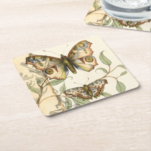 Tandem Butterflies over groene bladeren Kartonnen Onderzetters (Schuin)