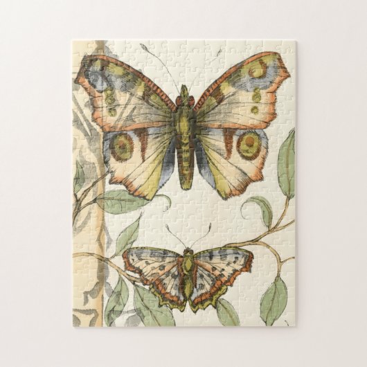 Tandem Butterflies over groene bladeren Legpuzzel (Verticaal)