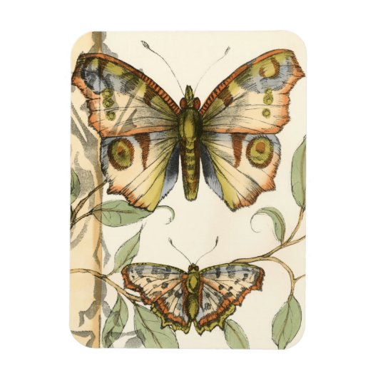 Tandem Butterflies over groene bladeren Magneet (Verticaal)