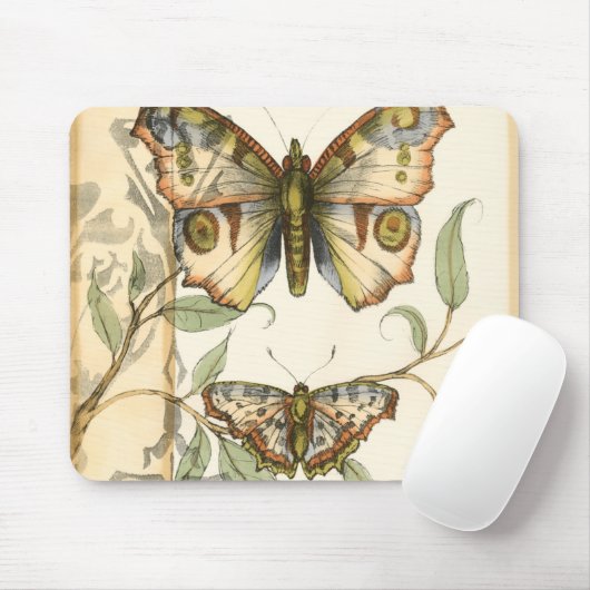 Tandem Butterflies over groene bladeren Muismat (Met muis)